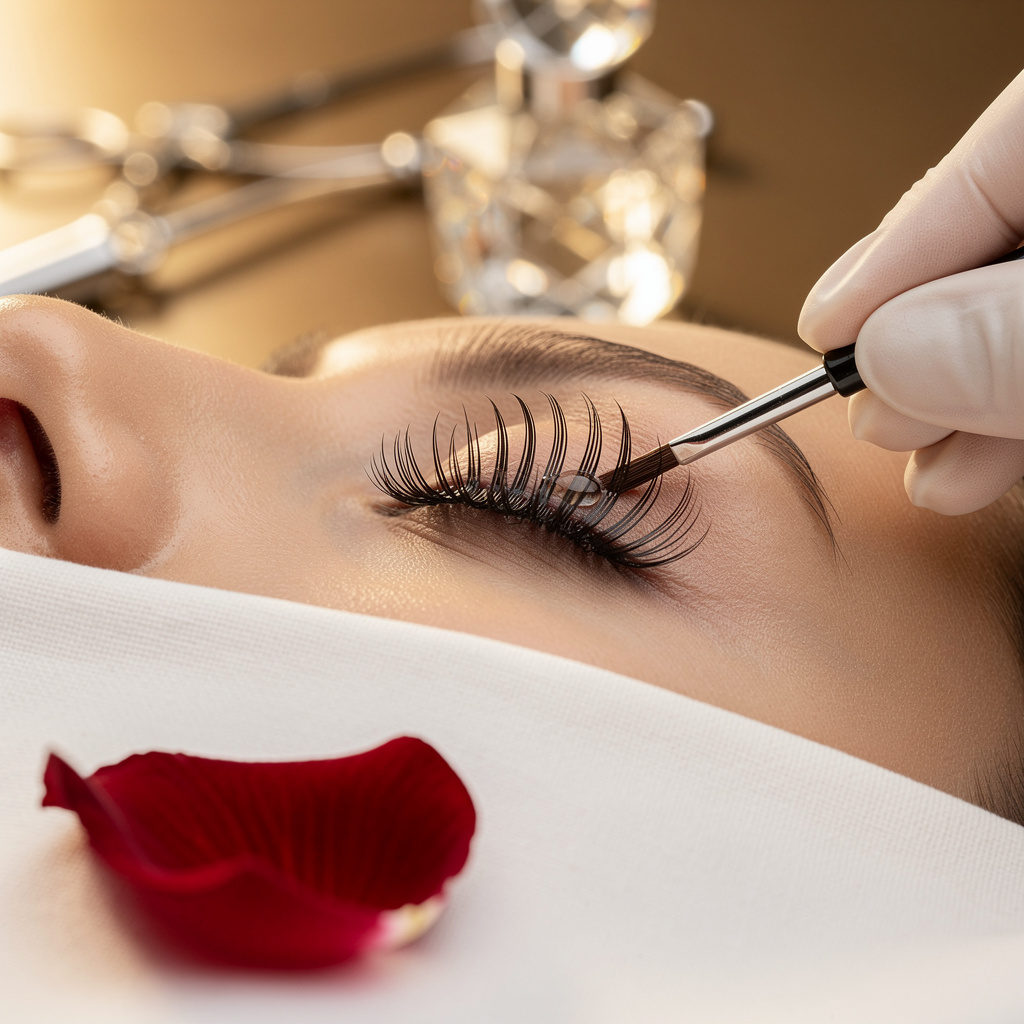Wimpernverlängerung und Lash Lifting