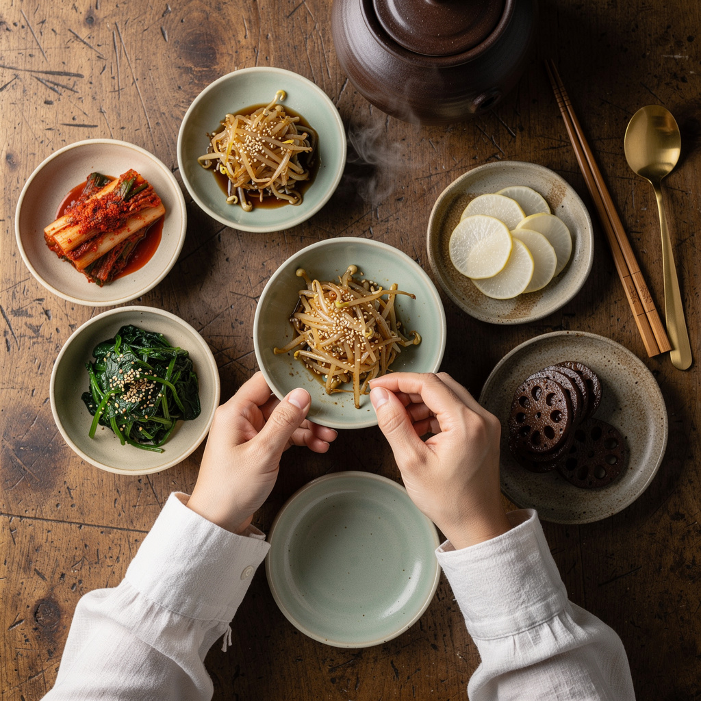 Koreanische Küche und Banchan-Zubereitung